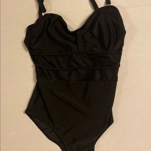 Black Mesh One Piece Swimsuit
